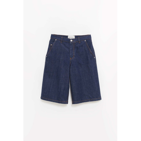 AMI INDIGO LOOSE BERMUDA SHORTS